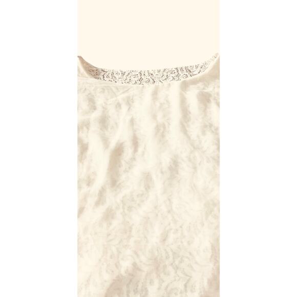 LOFT BY ANN TAYLOR CAP SLV, ROUND NECK, LINED, LACE BLOUSE, WOMENS, M, IVORY - Picture 9 of 12